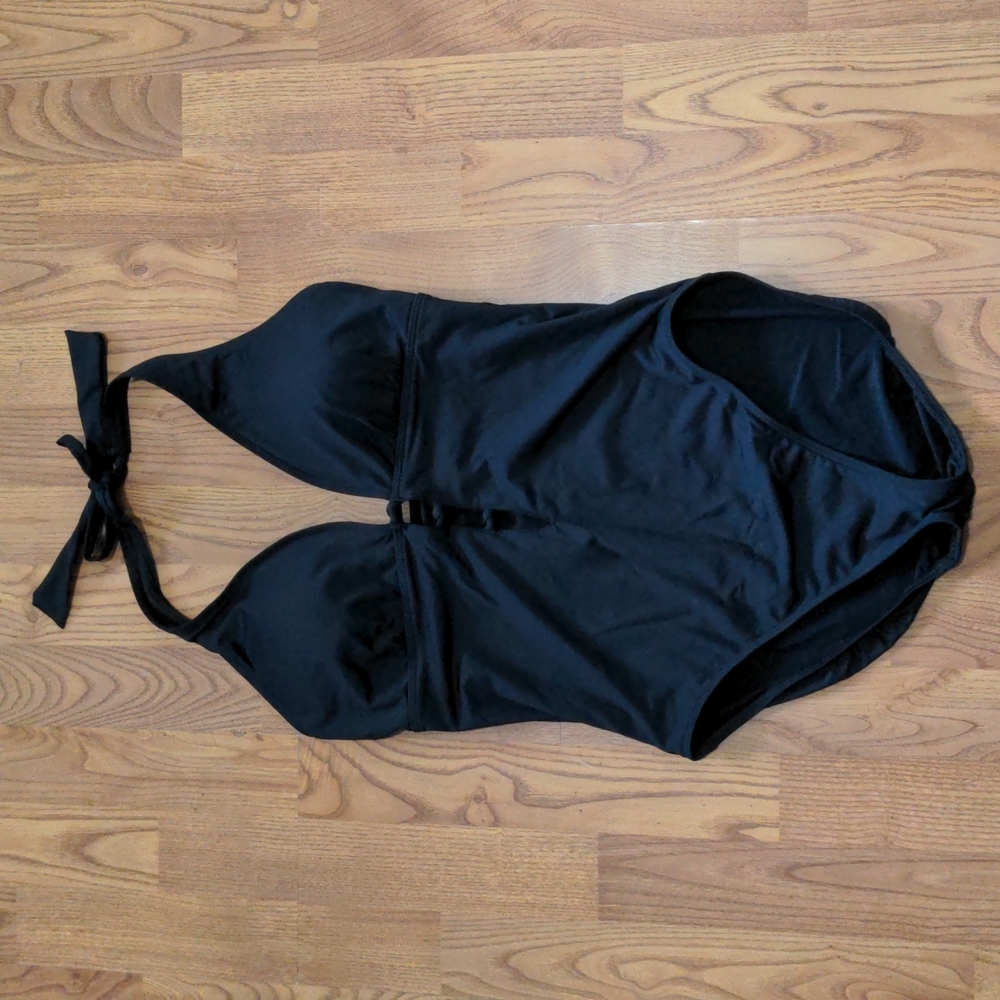 Ralph Lauren Plunge Knotted one-piece Halter Swimsuit ... NWOT